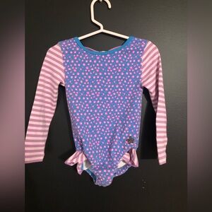 Matilda Jane Purple Floral and Stripes Gymnastic / Dance Leotard Size 2